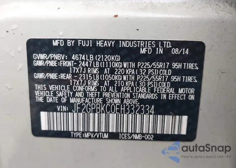 2014 Subaru Xv Crosstrek Hybrid 2.0I Touring from USA, damaged, VIN JF2GPBKC0EH332334